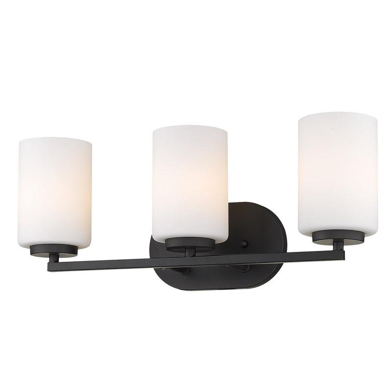 Manhattan 3-Light Bath Vanity Light in Matte Black