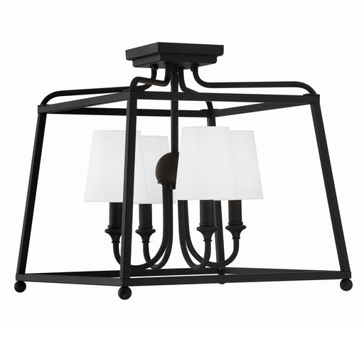 Sylvan 4 Light 16" Semi Flush Mount in Black Forged