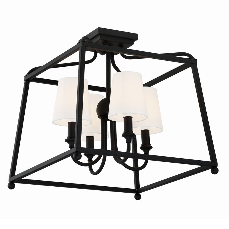 Sylvan 4 Light 16" Semi Flush Mount in Black Forged