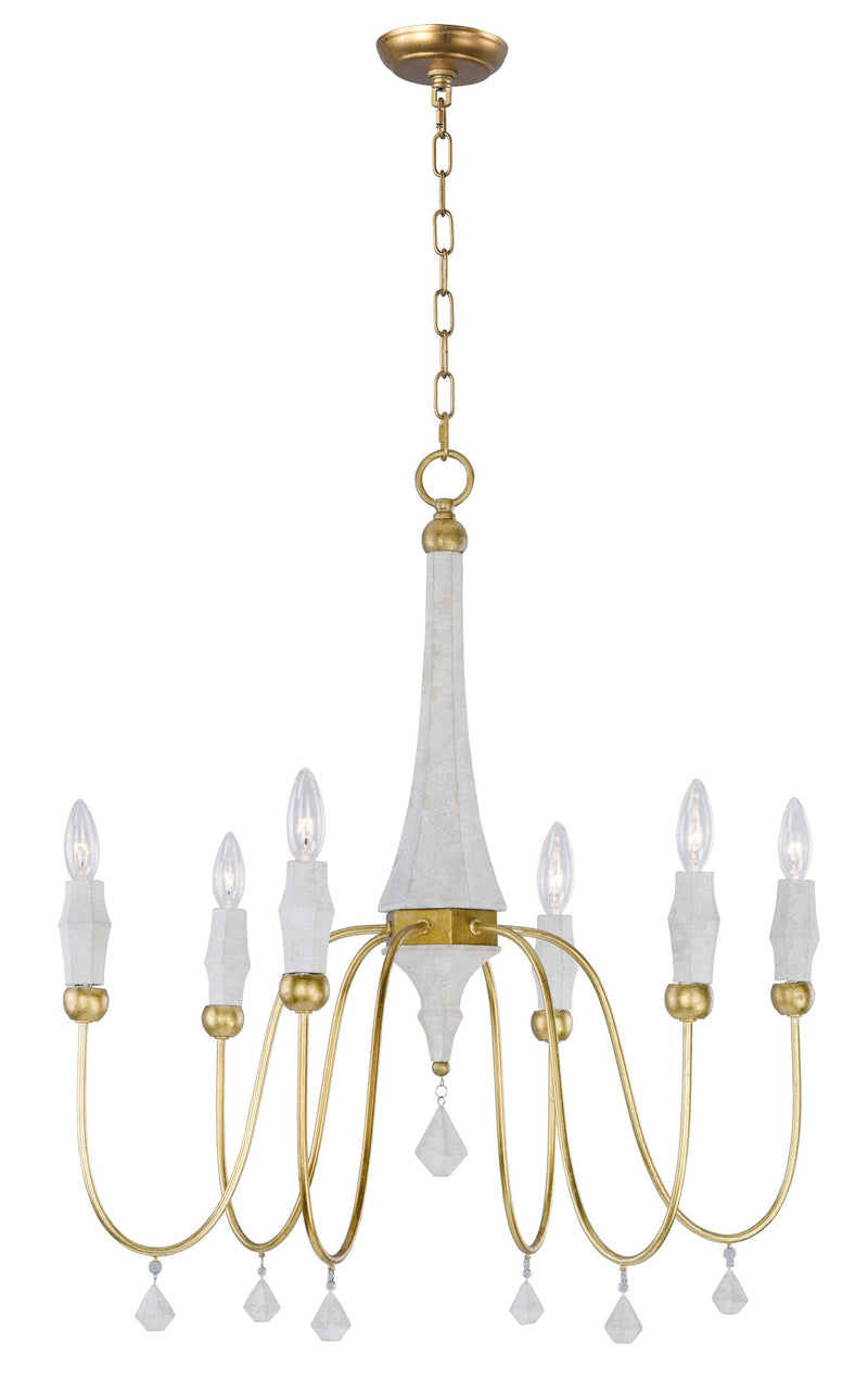 Claymore 6 Light Chandelier in Claystone / Gold Leaf