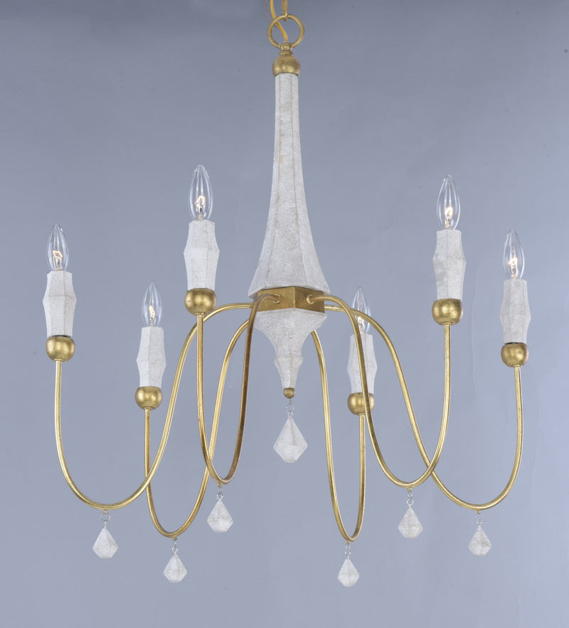 Claymore 6 Light Chandelier in Claystone / Gold Leaf