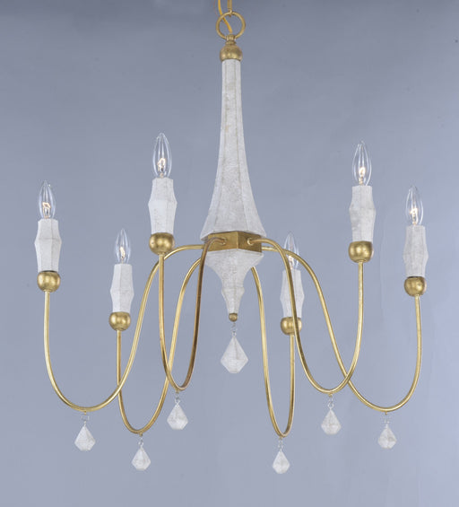 Claymore 6 Light Chandelier in Claystone / Gold Leaf