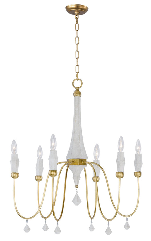 Claymore 6 Light Chandelier in Claystone / Gold Leaf