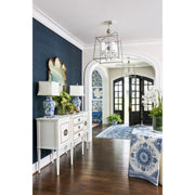 Sylvan 4 Light 21.5" Chandelier in Polished Nickel in a room setting