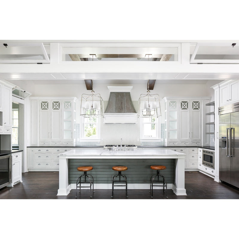 Sylvan 4 Light 21.5" Chandelier in Polished Nickel in a room setting