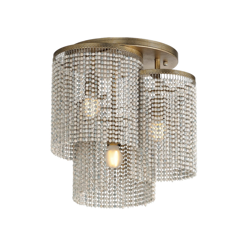 Fontaine 3 Light Semi-Flush Mount in Golden Silver