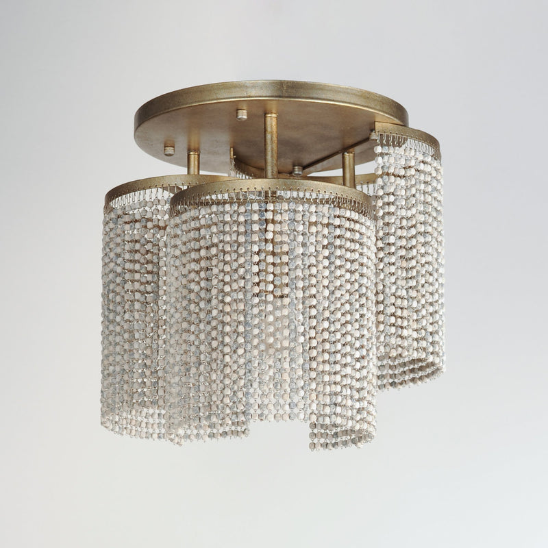 Fontaine 3 Light Semi-Flush Mount in Golden Silver