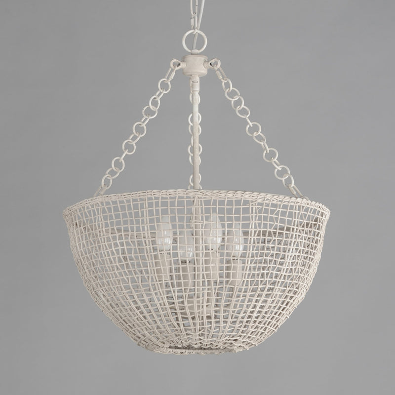 Cestino 21" 4 Light Pendant in Weathered White