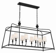 Sylvan 8 Light 42" Linear Chandelier in Black Forged