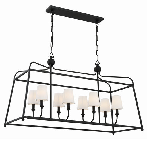 Sylvan 8 Light 42" Linear Chandelier in Black Forged