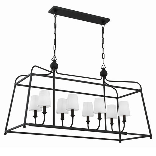 Sylvan 8 Light 42" Linear Chandelier in Black Forged