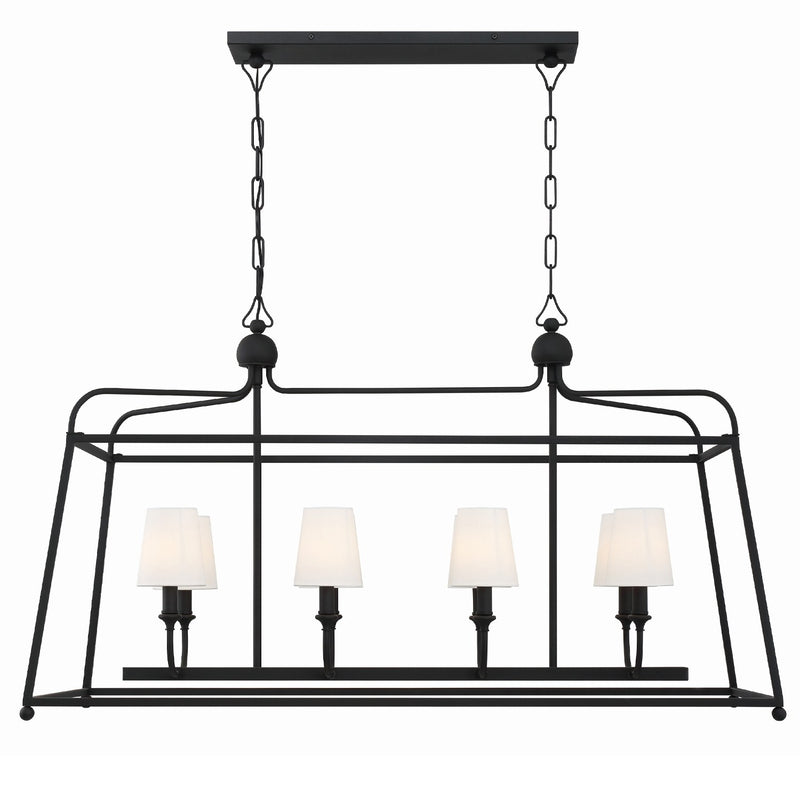 Sylvan 8 Light 42" Linear Chandelier in Black Forged