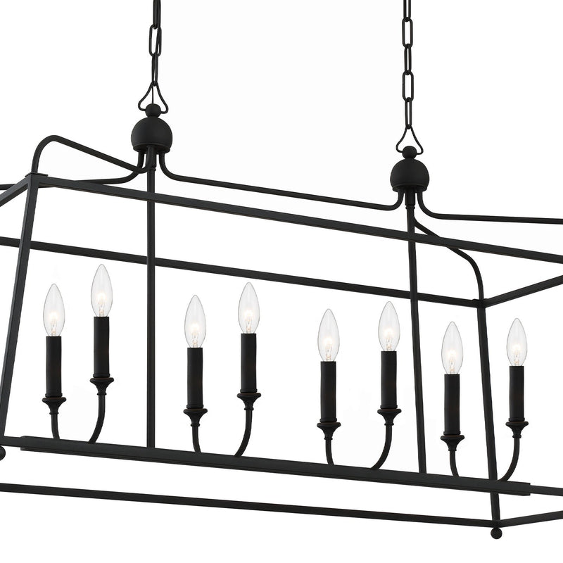 Sylvan 8 Light 42" Linear Chandelier in Black Forged
