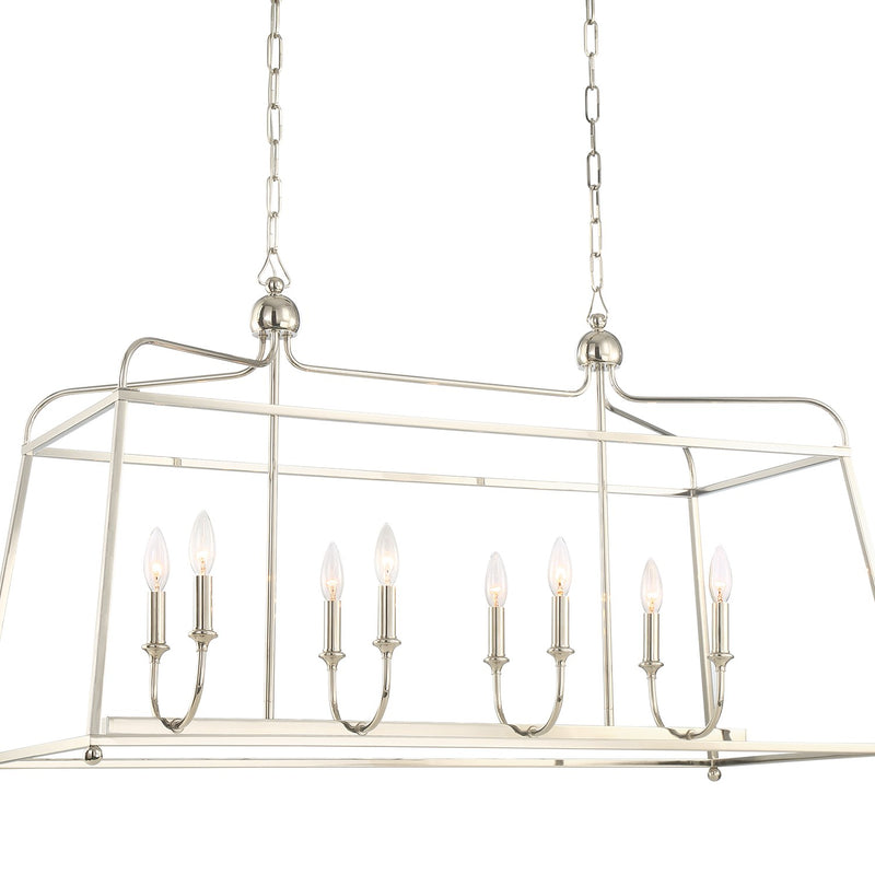 Sylvan 8 Light 42" Linear Chandelier in Polished Nickel