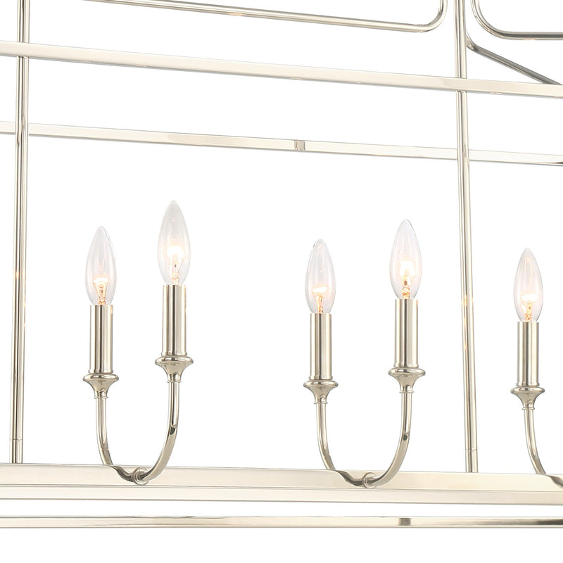 Sylvan 8 Light 42" Linear Chandelier in Polished Nickel