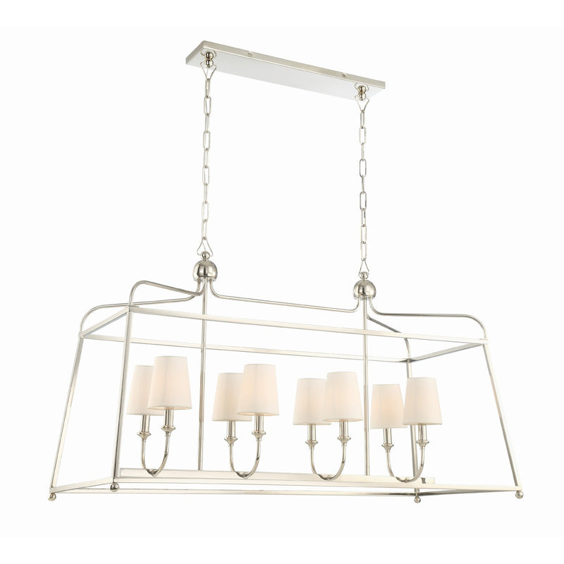 Sylvan 8 Light 42" Linear Chandelier in Polished Nickel