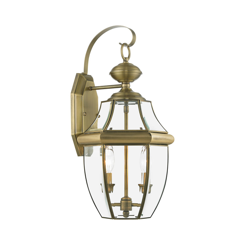Monterey 2-Light Medium Outdoor Wall Lantern in Antique Brass