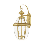 Monterey 2-Light Medium Outdoor Wall Lantern in Polished Brass
