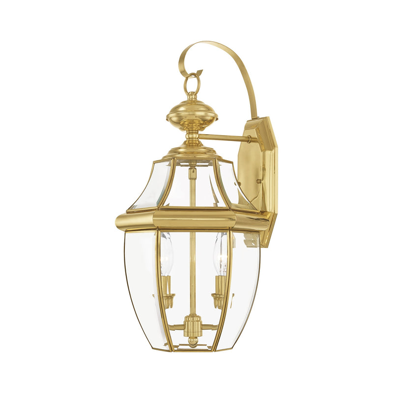 Monterey 2-Light Medium Outdoor Wall Lantern in Polished Brass
