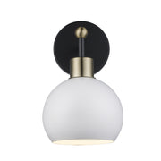 Indigo 1-Light 10.5" Bath Sconce in Black/Antique Gold White