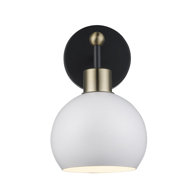 Indigo 1-Light 10.5" Bath Sconce in Black/Antique Gold White
