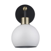 Indigo 1-Light 10.5" Bath Sconce in Black/Antique Gold White