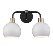 Indigo 2-Light 14.5" Vanity Light in Black/Antique Gold White
