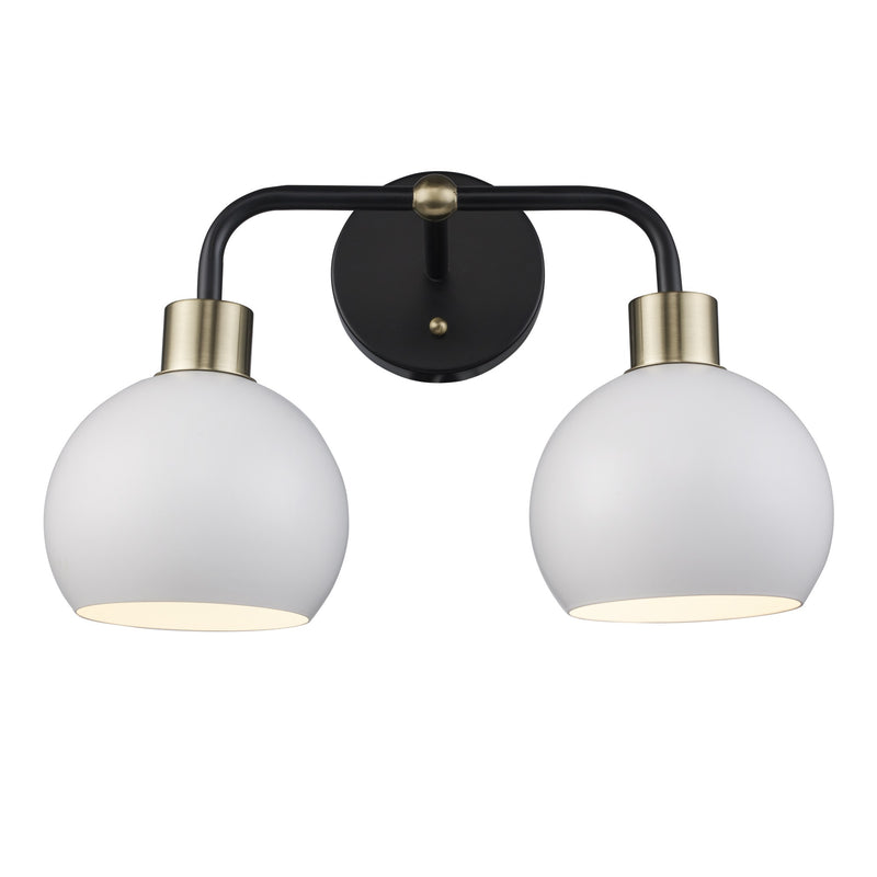 Indigo 2-Light 14.5" Vanity Light in Black/Antique Gold White
