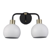 Indigo 2-Light 14.5" Vanity Light in Black/Antique Gold White