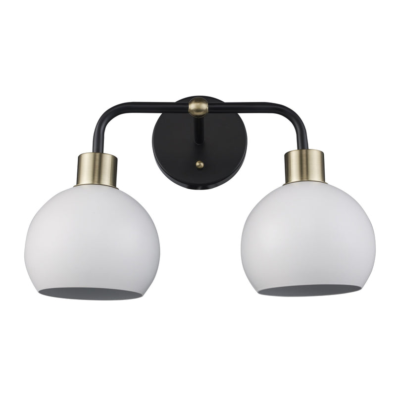 Indigo 2-Light 14.5" Vanity Light in Black/Antique Gold White