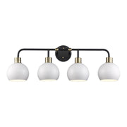 Indigo 4-Light 30" Vanity Light in Black/Antique Gold White