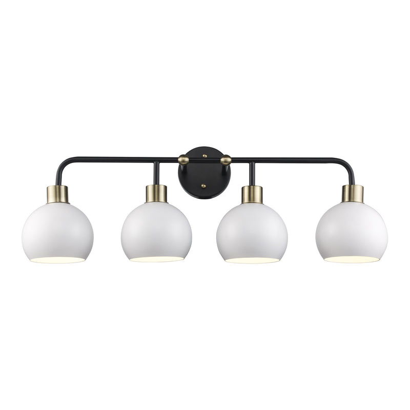Indigo 4-Light 30" Vanity Light in Black/Antique Gold White