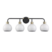Indigo 4-Light 30" Vanity Light in Black/Antique Gold White