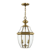 Monterey 2-Light Medium Outdoor Pendant Lantern in Antique Brass