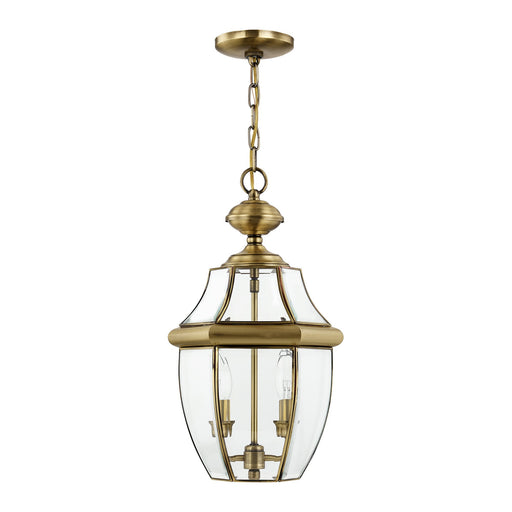 Monterey 2-Light Medium Outdoor Pendant Lantern in Antique Brass