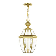 Monterey 2-Light Medium Outdoor Pendant Lantern in Polished Brass
