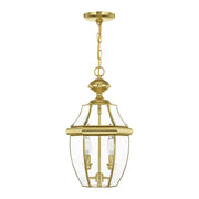 Monterey 2-Light Medium Outdoor Pendant Lantern in Polished Brass