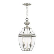 Monterey 2-Light Medium Outdoor Pendant Lantern in Brushed Nickel
