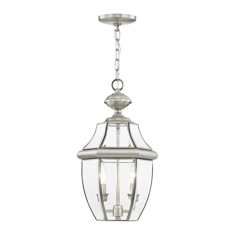 Monterey 2-Light Medium Outdoor Pendant Lantern in Brushed Nickel