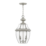 Monterey 2-Light Medium Outdoor Pendant Lantern in Brushed Nickel