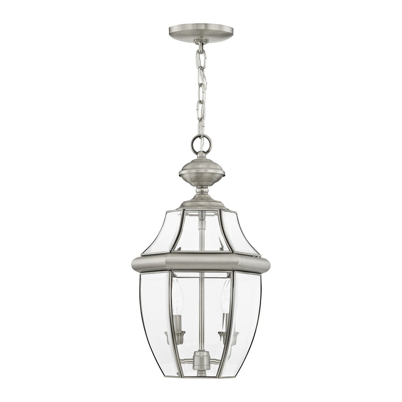 Monterey 2-Light Medium Outdoor Pendant Lantern in Brushed Nickel