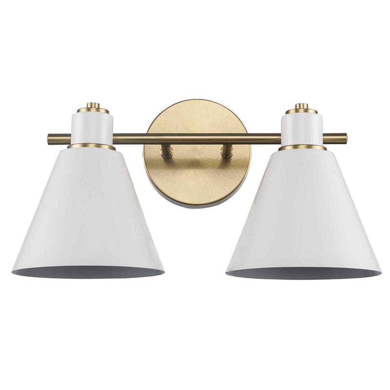 ForgeLume 2-Light 16" Metal Shade Vanity Light in Antique Gold / White