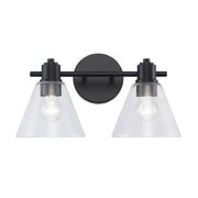 ForgeLume 2-Light 16" Clear Glass Vanity Light in Black