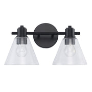 ForgeLume 2-Light 16" Clear Glass Vanity Light in Black