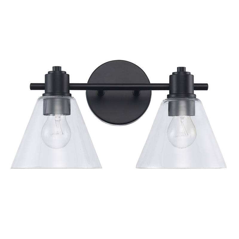 ForgeLume 2-Light 16" Clear Glass Vanity Light in Black