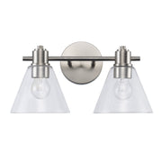 ForgeLume 2-Light 16" Clear Glass Vanity Light in Brushed Nickel