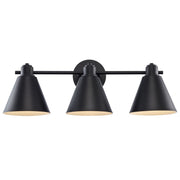 ForgeLume 3-Light 24" Metal Shade Vanity Light in Black