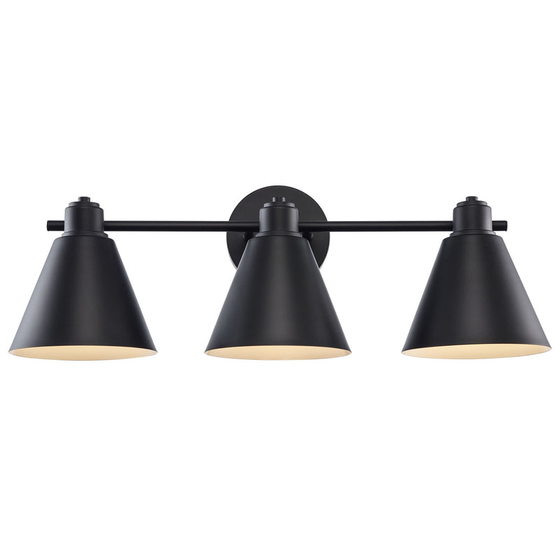 ForgeLume 3-Light 24" Metal Shade Vanity Light in Black