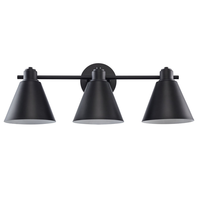 ForgeLume 3-Light 24" Metal Shade Vanity Light in Black