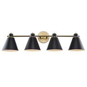 ForgeLume 4-Light 32" Metal Shade Vanity Light in Antique Gold / Black